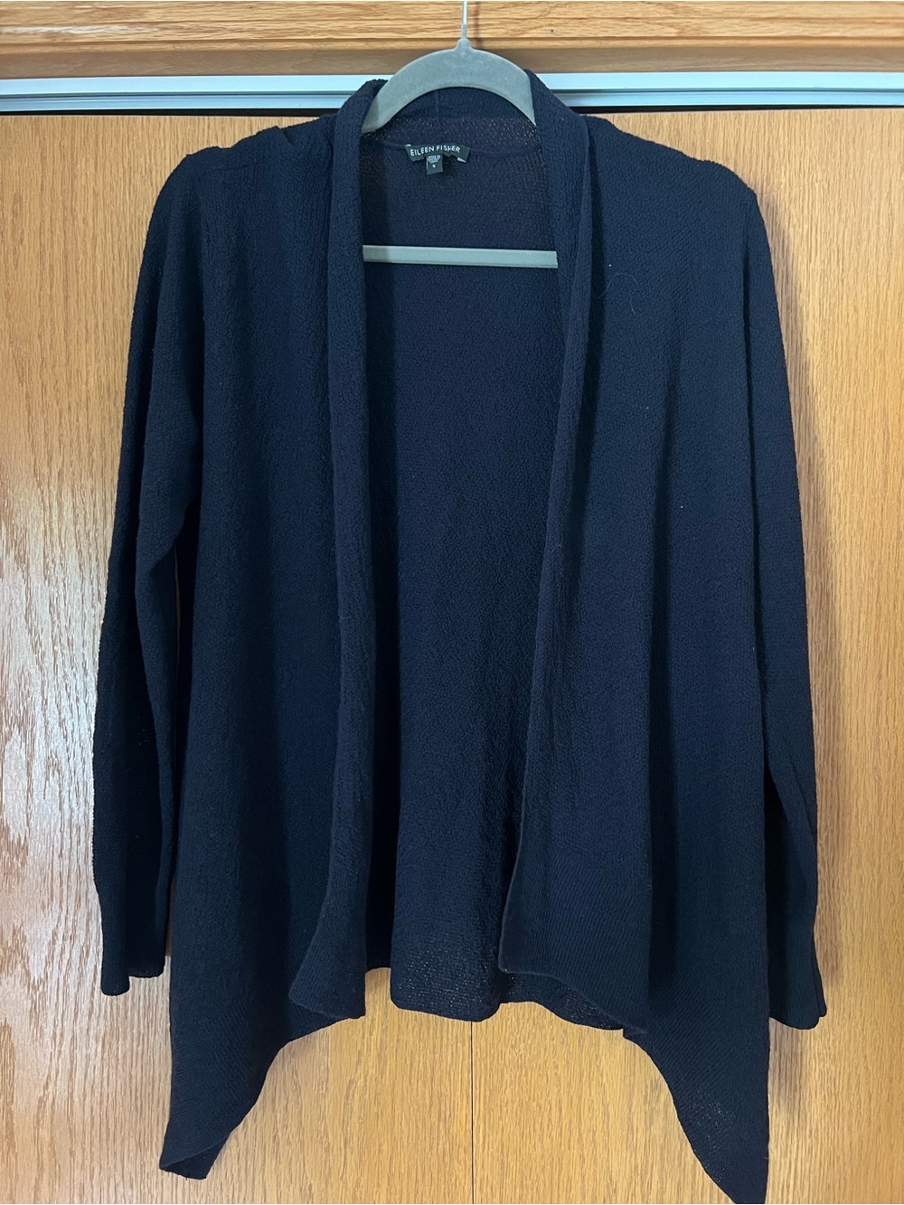 Eileen Fisher Navy Open-Front Draped Cardigan